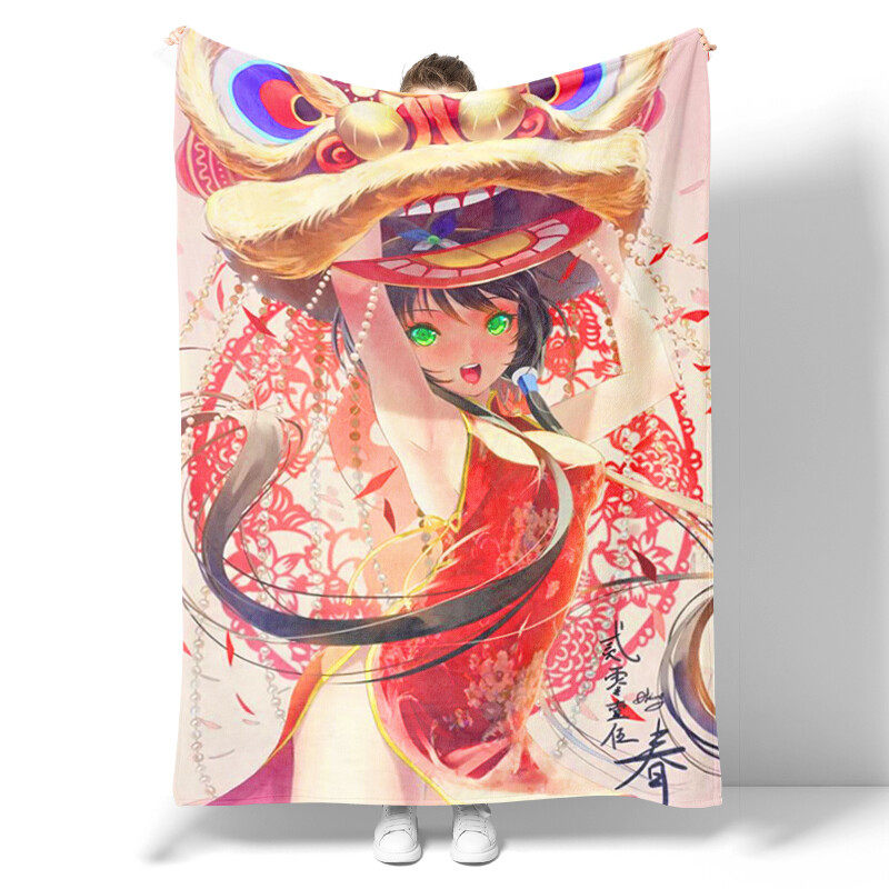 Anime flannel blanket, cute and sexy anime girl kawaii cartoon Japanese anime, boy, teenager, adult female bedroom
