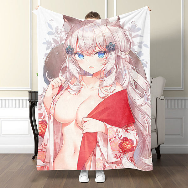 Anime flannel blanket, cute and sexy anime girl kawaii cartoon Japanese anime, boy, teenager, adult female bedroom