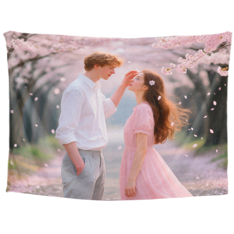 Personalized couple custom tapestry, romantic love introduction, room decoration aesthetics, romantic college wall decoration, living room hanging