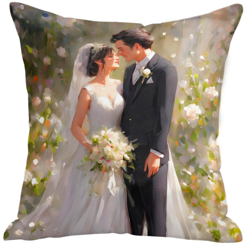 2nd Anniversary Gift Idea: A 2-year wedding gift for him, with a pillow cover with 3 pockets for couples. Couple, husband, wife, boyfriend, girlfriend. Happy anniversary
