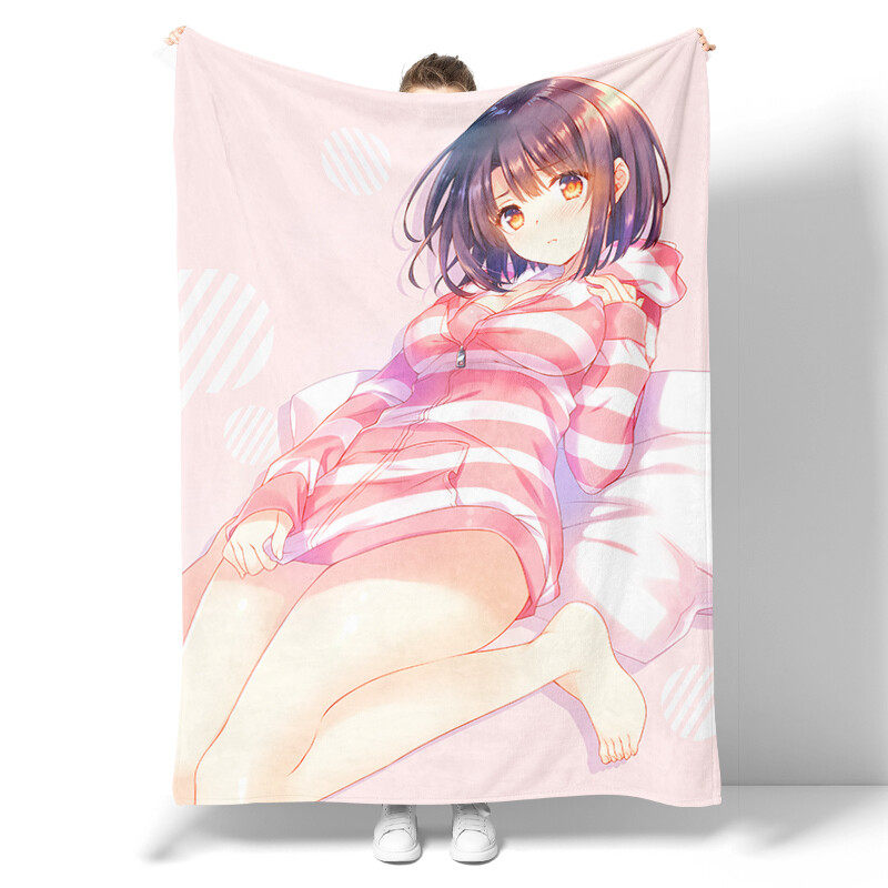 Anime flannel blanket, cute and sexy anime girl kawaii cartoon Japanese anime, boy, teenager, adult female bedroom