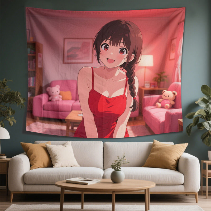 Personalized anime custom tapestry, anime aesthetic introduction, room decoration aesthetics, anime aesthetic college wall decoration, living room hanging