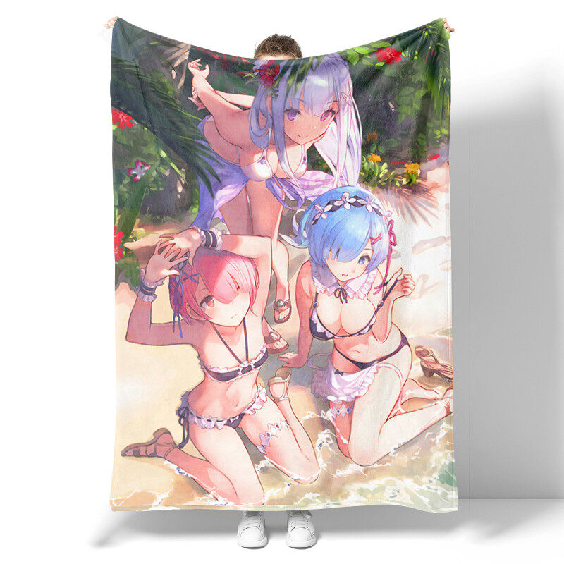 Anime flannel blanket, cute and sexy anime girl kawaii cartoon Japanese anime, boy, teenager, adult female bedroom
