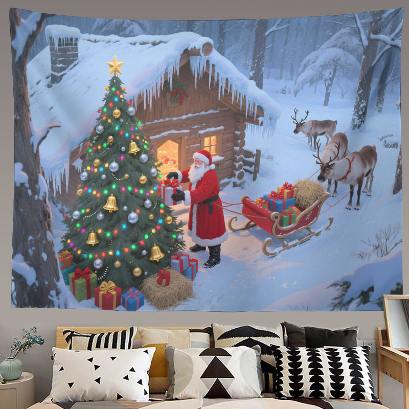 Christmas Tree Tapestry Wall Hanging Gift Tapestry Christmas Decoration Winter Festival Tapestry Family Party Decoration