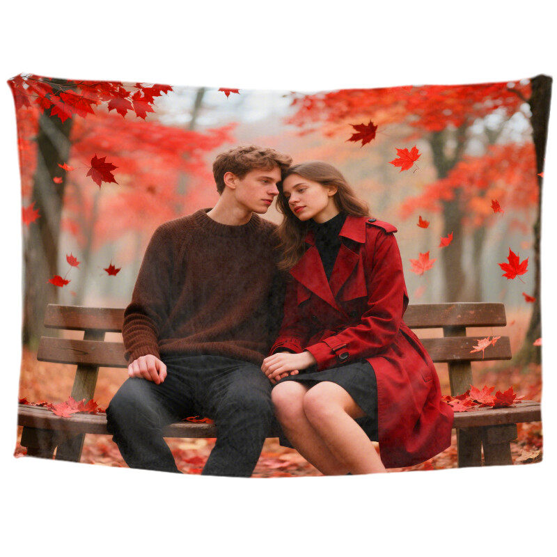 Personalized couple custom tapestry, romantic love introduction, room decoration aesthetics, romantic college wall decoration, living room hanging
