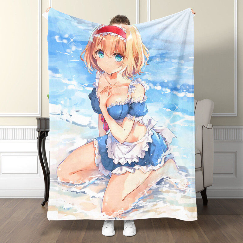 Anime flannel blanket, cute and sexy anime girl kawaii cartoon Japanese anime, boy, teenager, adult female bedroom