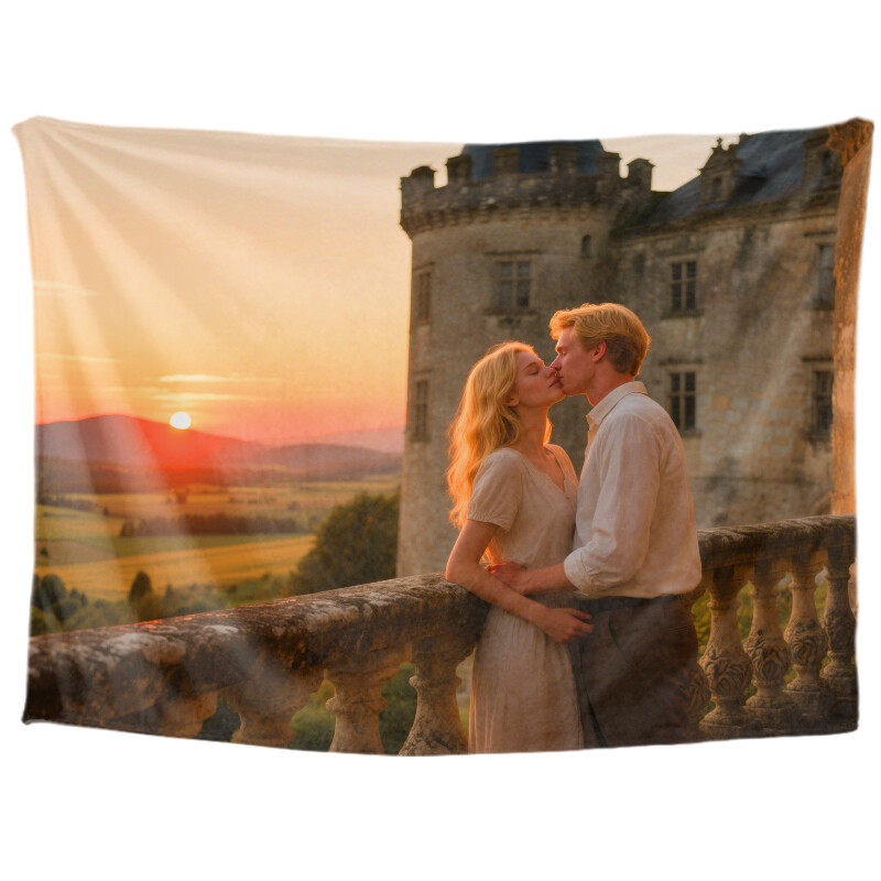 Personalized couple custom tapestry, romantic love introduction, room decoration aesthetics, romantic college wall decoration, living room hanging