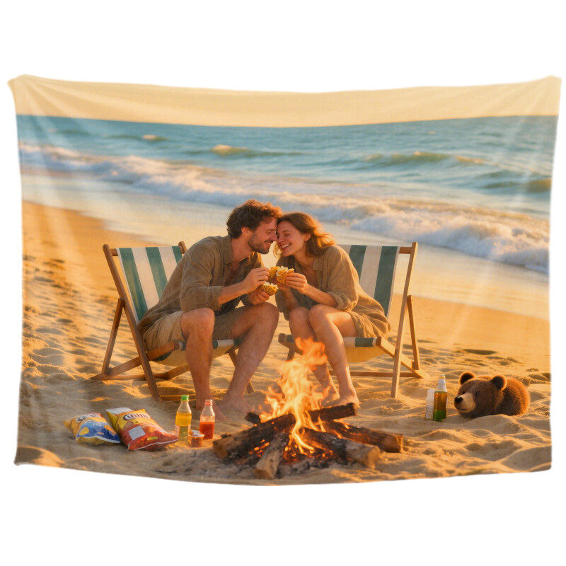 Personalized couple custom tapestry, romantic love introduction, room decoration aesthetics, romantic college wall decoration, living room hanging