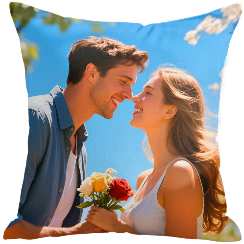 2nd Anniversary Gift Idea: A 2-year wedding gift for him, with a pillow cover with 3 pockets for couples. Couple, husband, wife, boyfriend, girlfriend. Happy anniversary