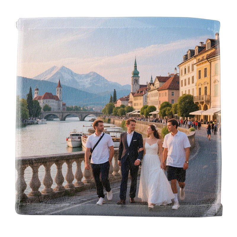 Customized personalized printed square towel cartoon hot transfer printed towel