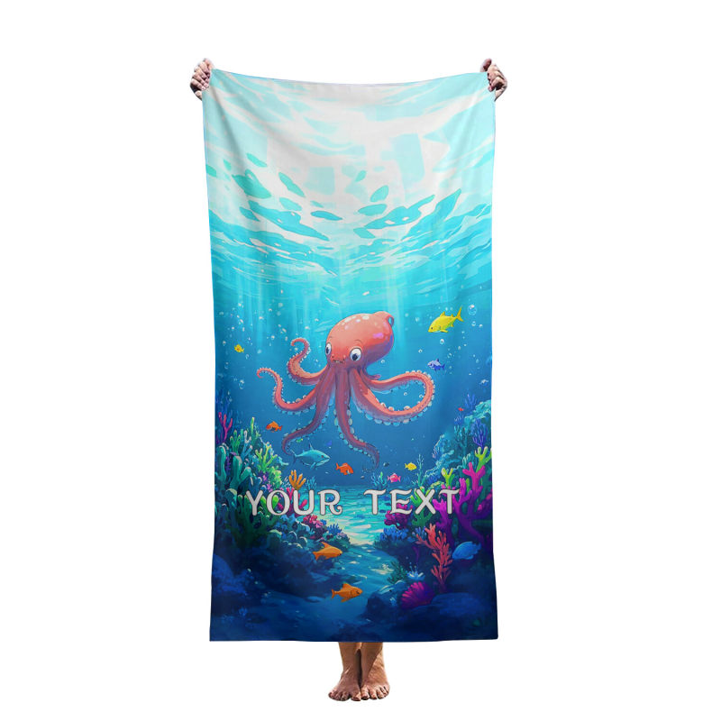 Customized beach towels with dolphin, whale and octopus sand patterns