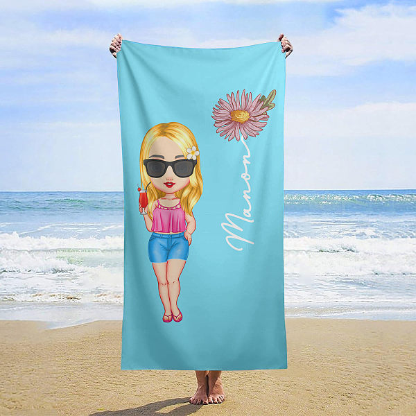 Customized super cool anime cartoon girl beach towels