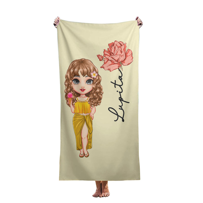 Customized cartoon personalized beach towels for women
