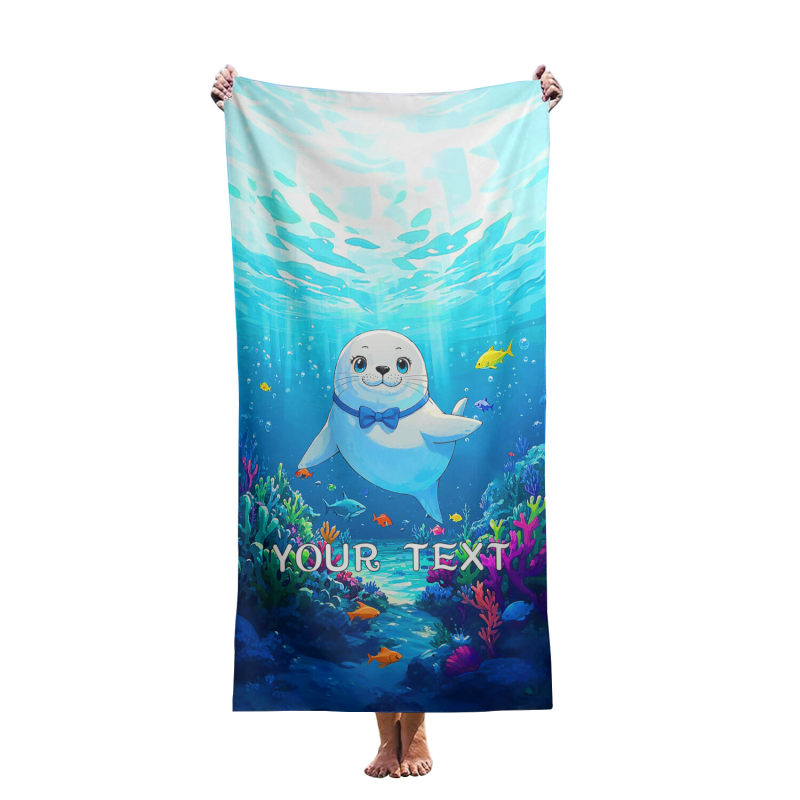 Customized beach towels with dolphin, whale and octopus sand patterns