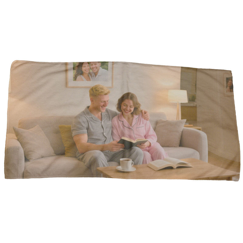 Customized personalized printed square towel cartoon couple lover