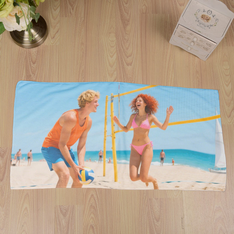 Customized personalized printed square towel cartoon couple lover