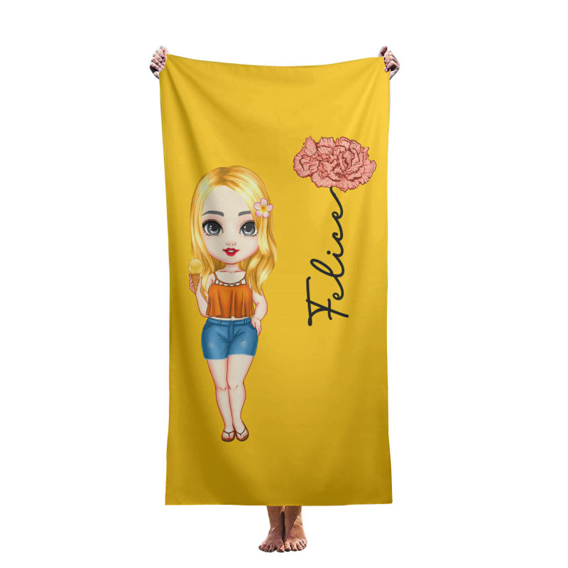 Customized cartoon personalized beach towels for women
