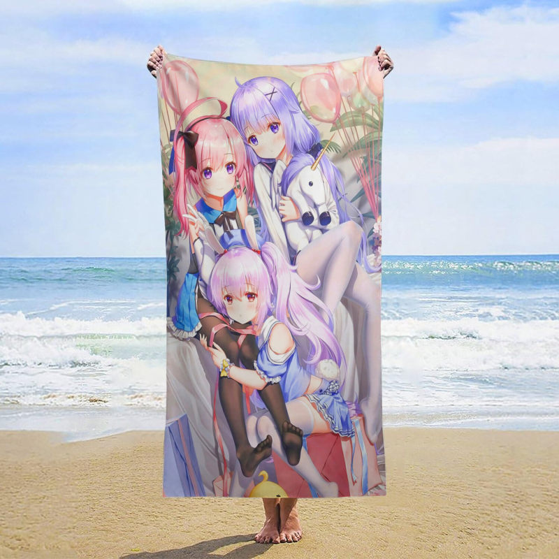 Customized color-printed cartoon multi-girl pattern anime beach towels