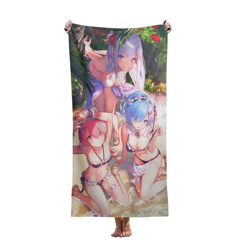 Customized color-printed cartoon multi-girl pattern anime beach towels