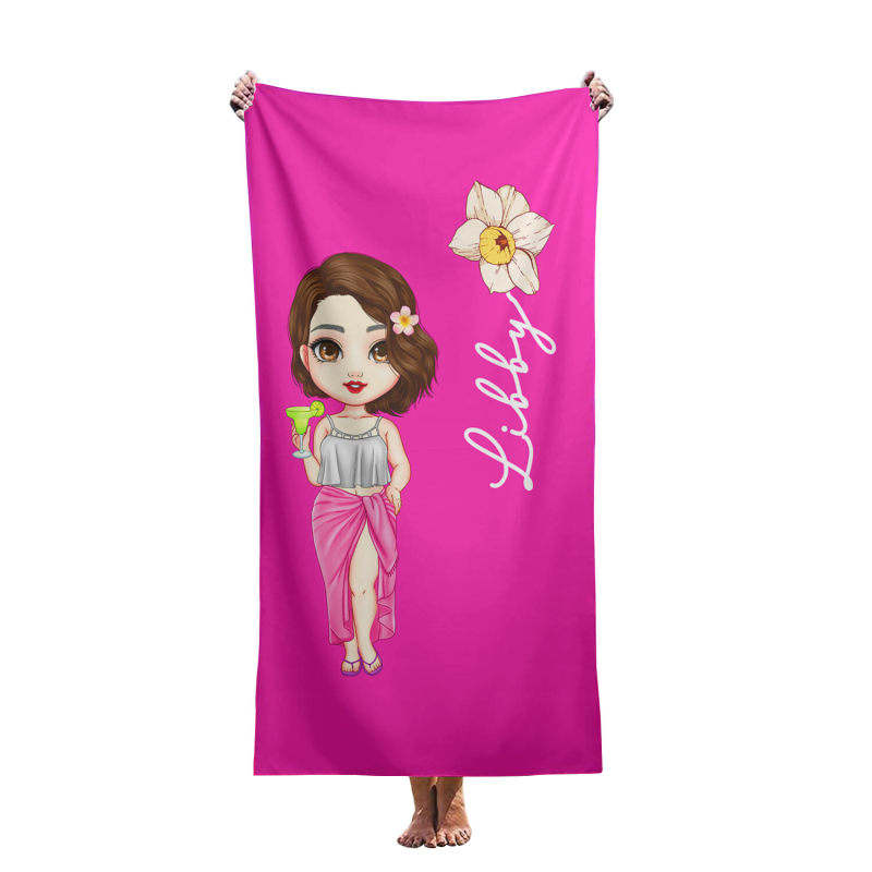 Customized ultra-fine fiber lightweight absorbent beach towels with cartoon patterns