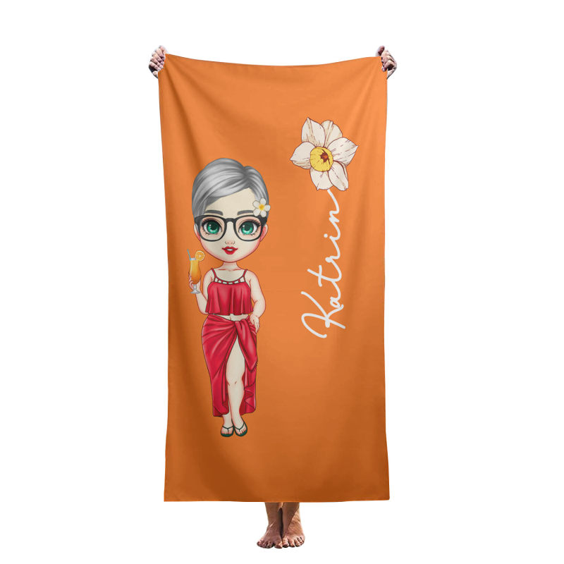 Customized ultra-fine fiber lightweight absorbent beach towels with cartoon patterns