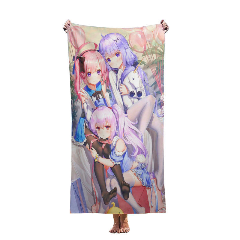 Customized color-printed cartoon multi-girl pattern anime beach towels