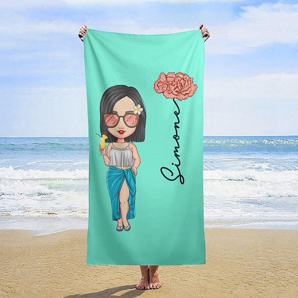 Customized ultra-fine fiber lightweight absorbent beach towels with cartoon patterns