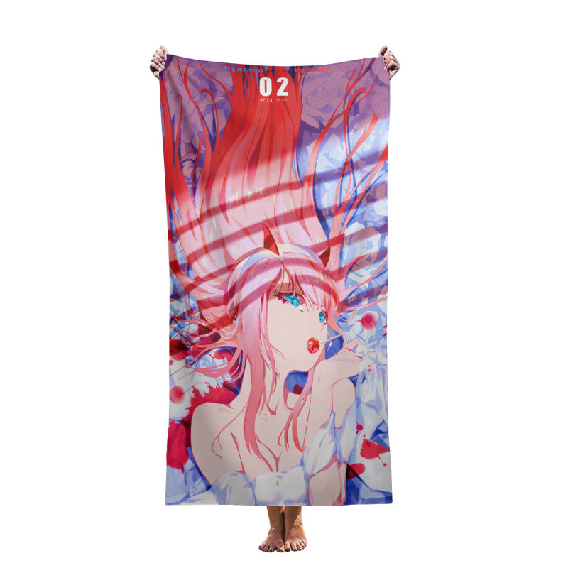 Customized color-printed cartoon cute girl anime beach towels