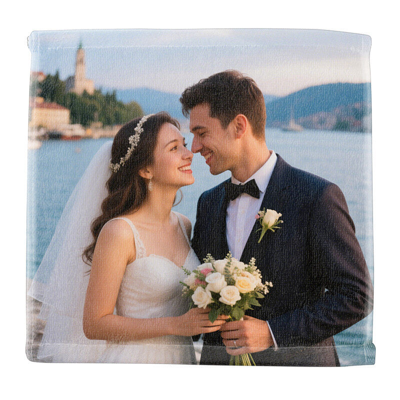 Customized personalized printed square towel cartoon hot transfer printed towel