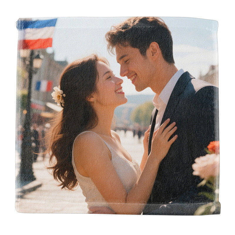 Customized personalized printed square towel cartoon hot transfer printed towel