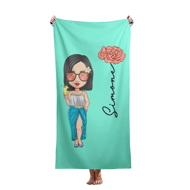 Customized ultra-fine fiber lightweight absorbent beach towels with cartoon patterns