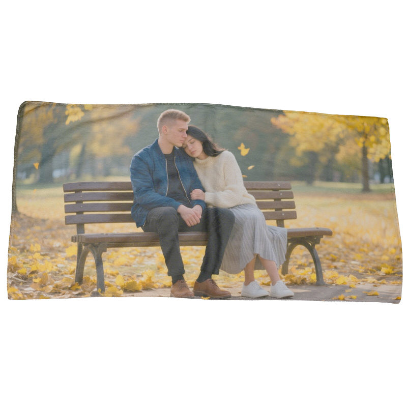 Customized personalized printed square towel cartoon couple lover