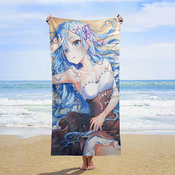Ultra fine fiber lightweight beach towel, no sand, fast drying,custom Cartoon girl anime beach towel