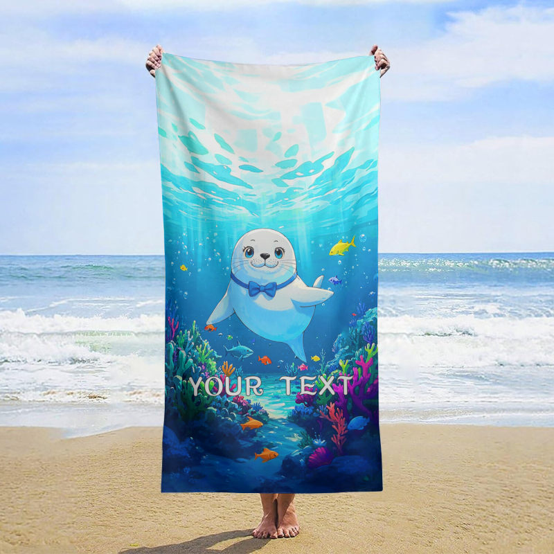 Customized beach towels with dolphin, whale and octopus sand patterns