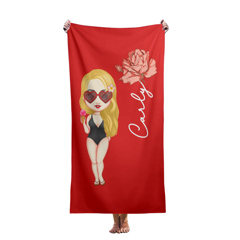 Customized super cool anime cartoon girl beach towels