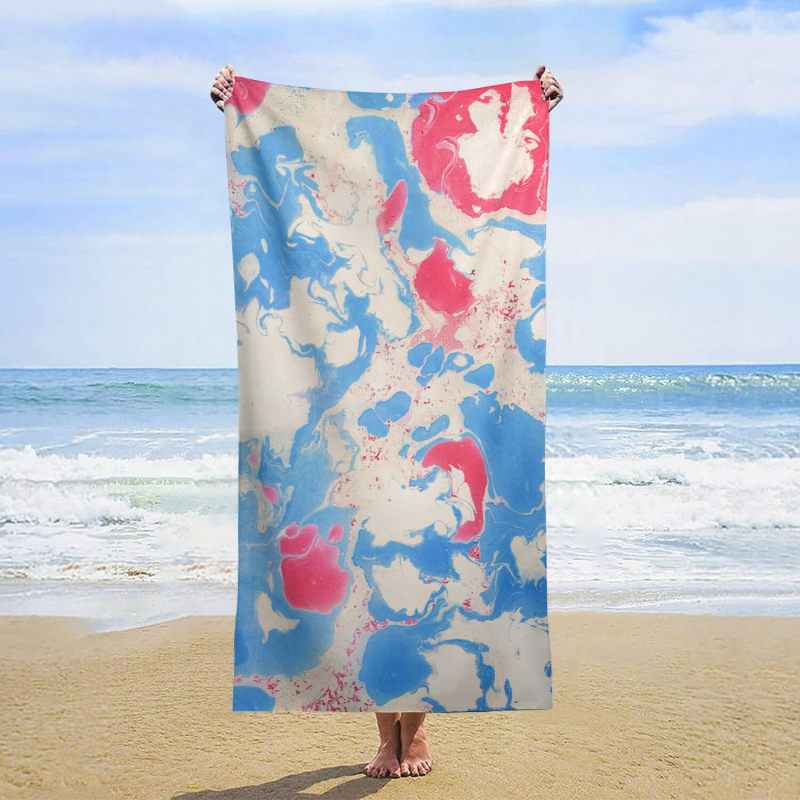 Customized creative beach towel with red and blue colors