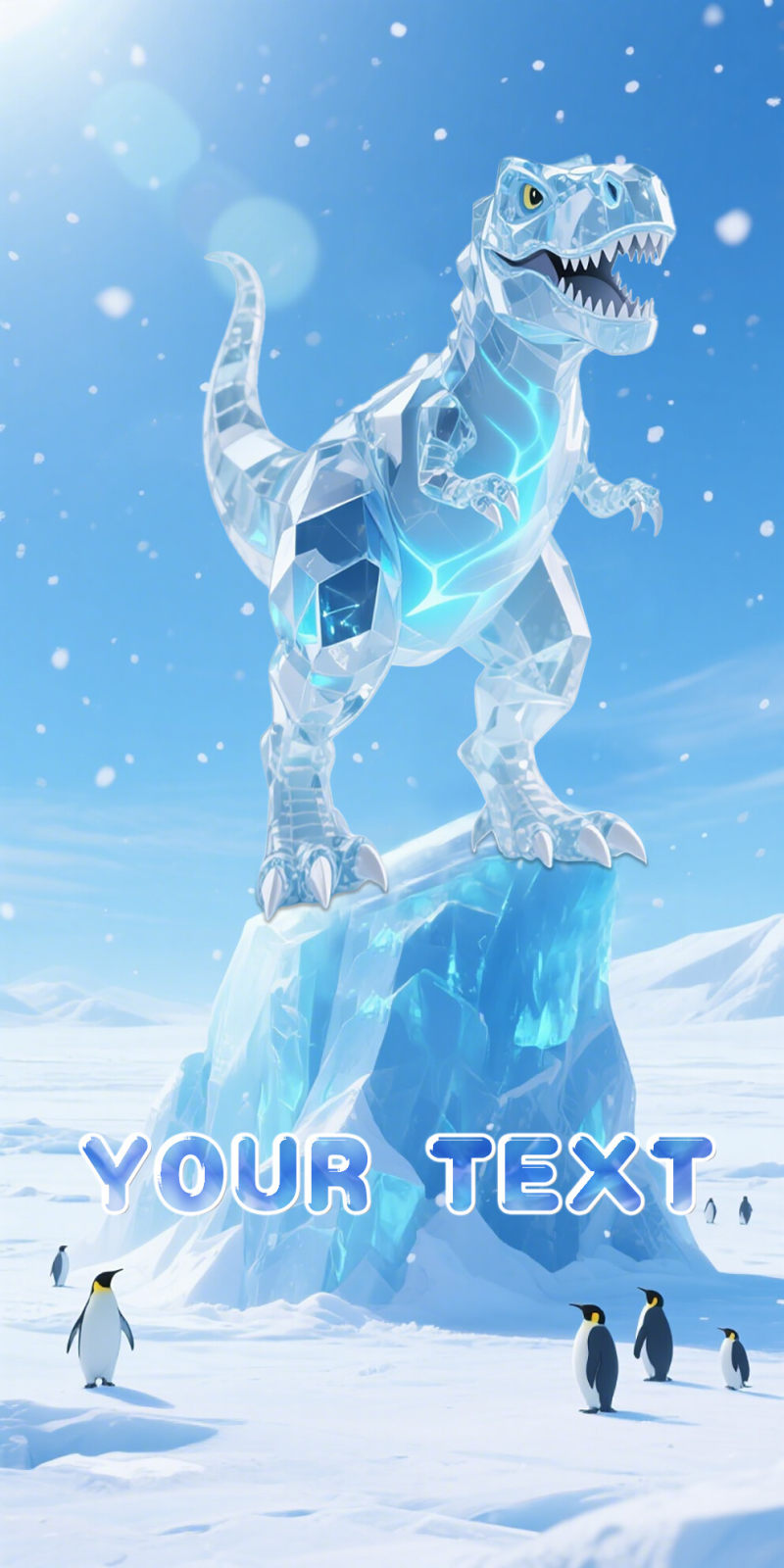 Customized Ice and Snow Dinosaur Beach Towel