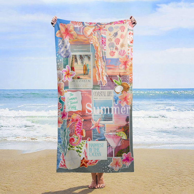 Custom colorful multi-pattern beach towel