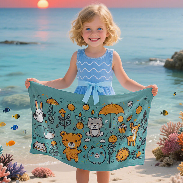 Cartoon color printed beach towel