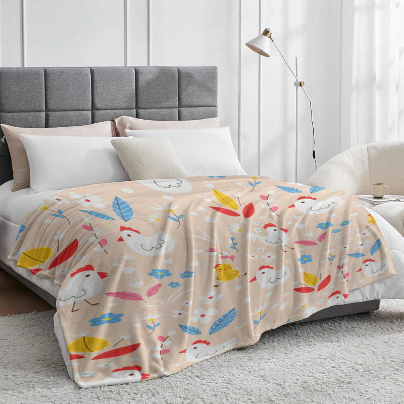 wholesale fun white chicken pattern blankets with discounted wholesale prices