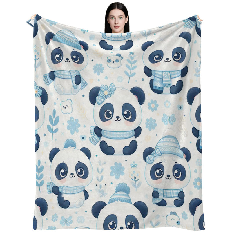 Wholesale winter panda-patterned blankets at discounted prices