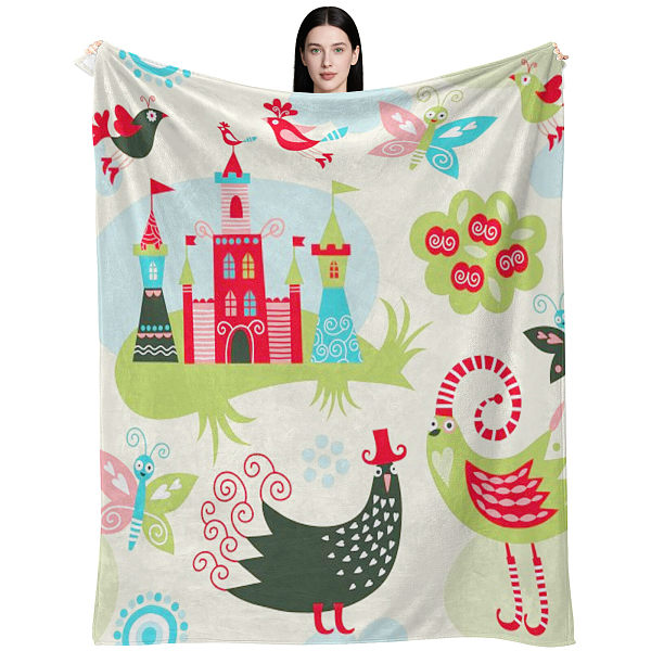 wholesale rooster fun pattern blankets, comfortable and soft