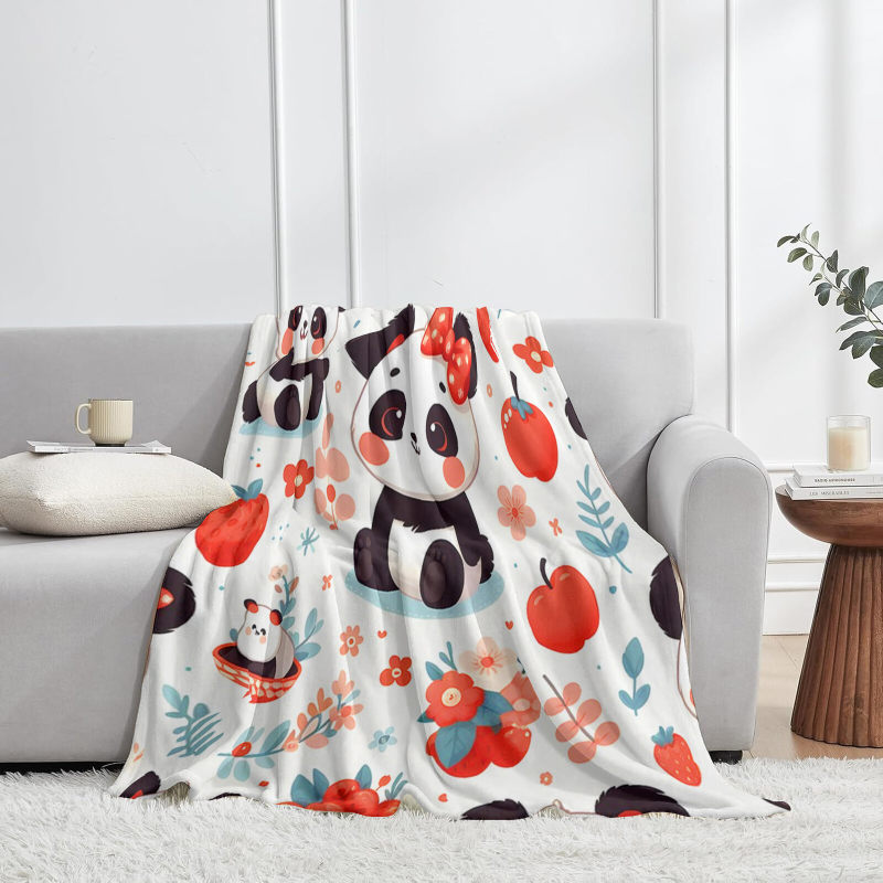 Cute panda pattern blanket, warm and soft