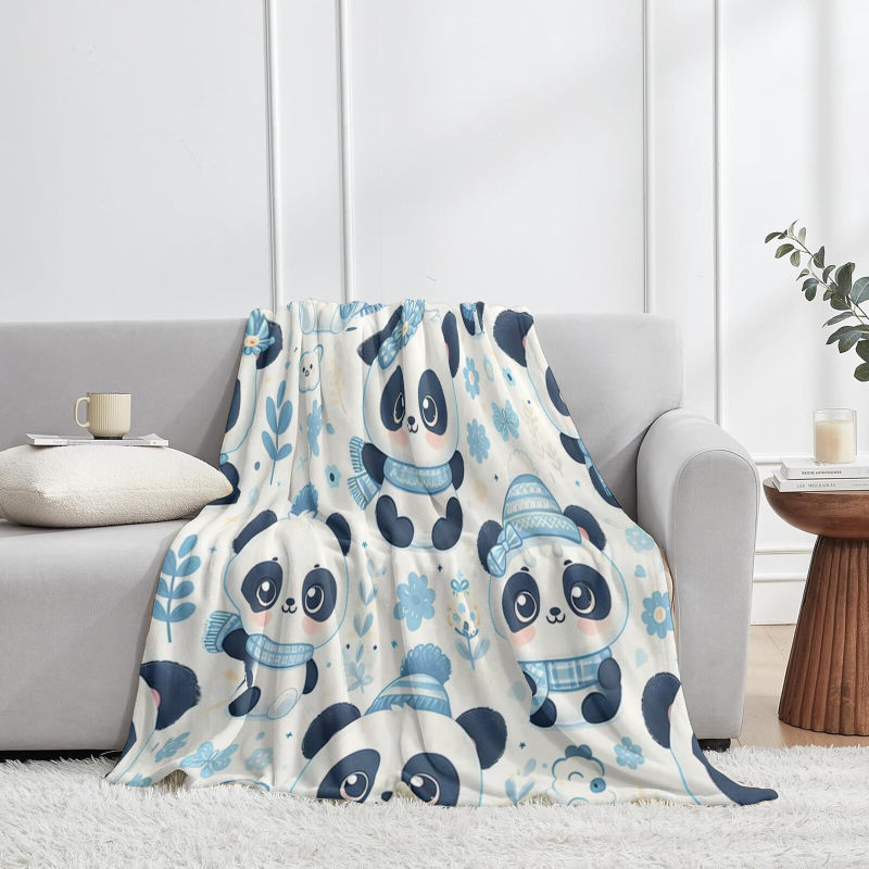 Wholesale winter panda-patterned blankets at discounted prices