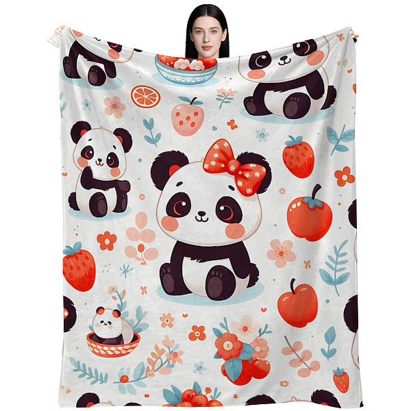 Cute panda pattern blanket, warm and soft