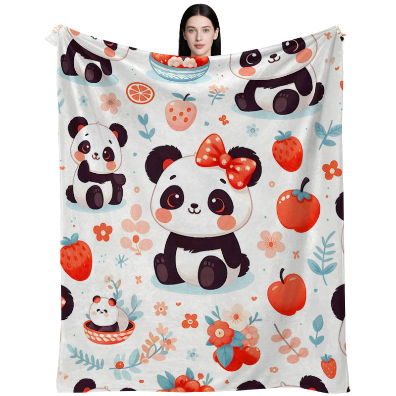 Cute panda pattern blanket, warm and soft