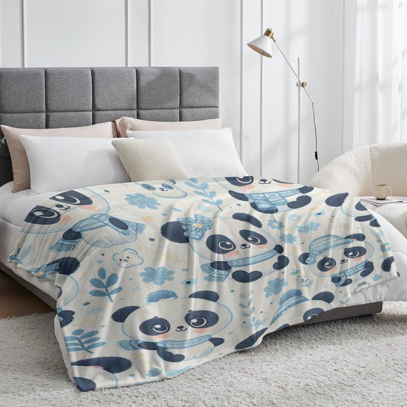 Wholesale winter panda-patterned blankets at discounted prices