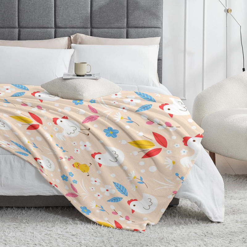 wholesale fun white chicken pattern blankets with discounted wholesale prices
