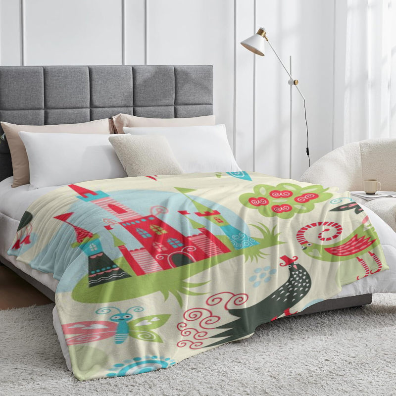 wholesale rooster fun pattern blankets, comfortable and soft