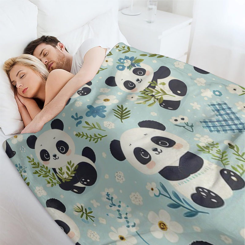Wholesale of cute panda pattern blankets at discounted prices